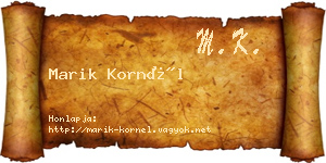 Marik Kornél névjegykártya